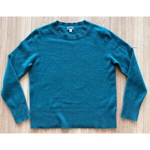 J.Crew Size S Teal Green 100% Cashmere Crewneck Sweater Soft Knit Pullover